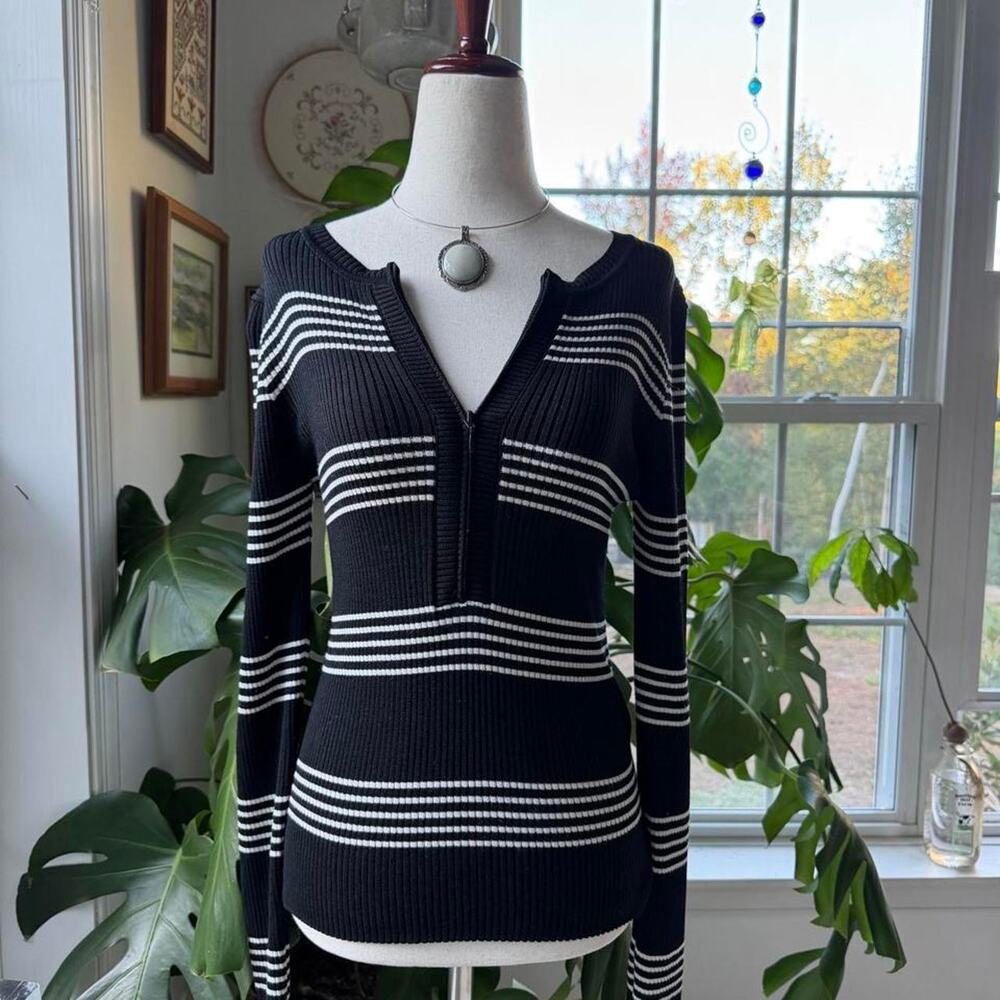 Future Collective Black and White Striped Long Sleeve Top